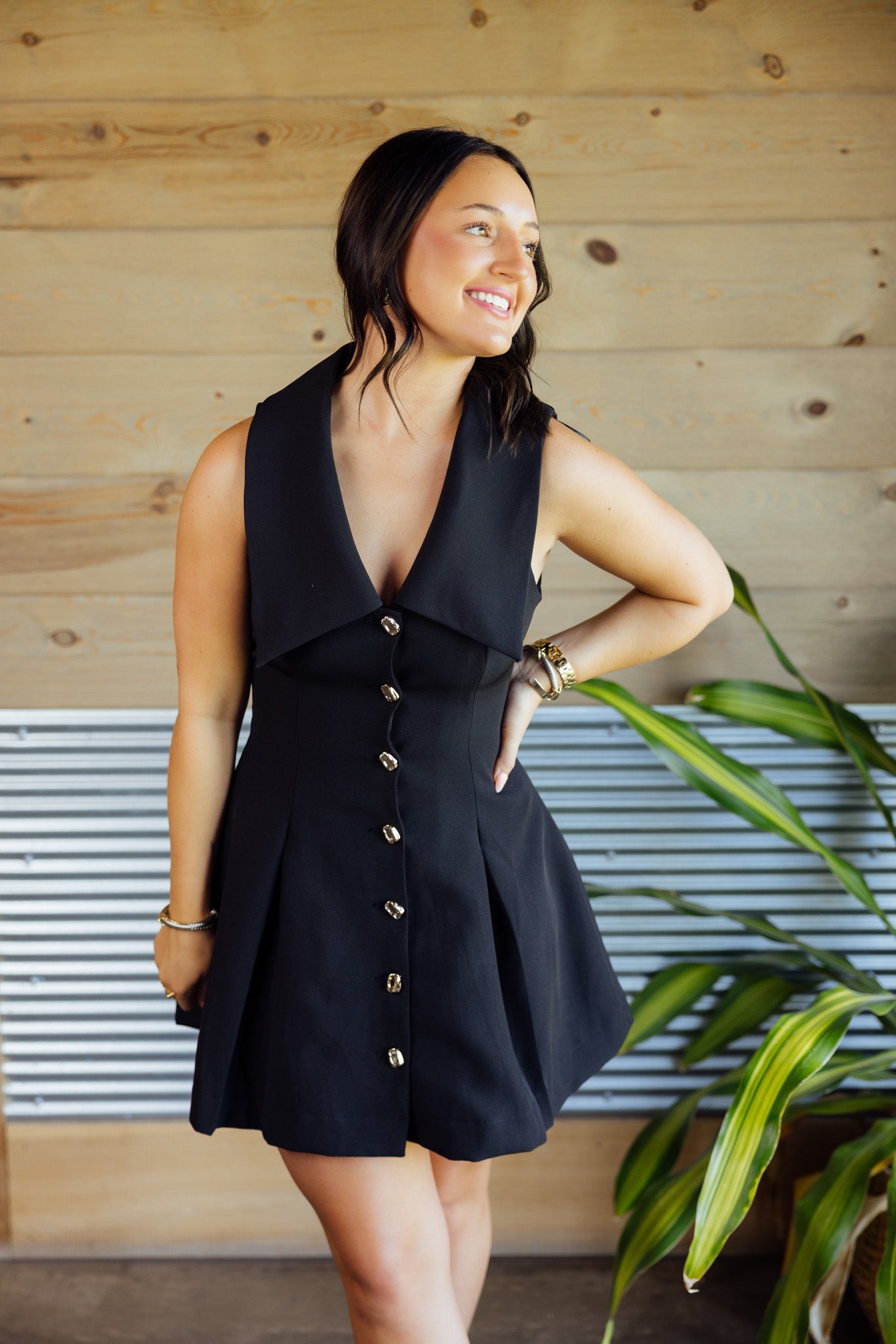 Black Peter Pan Mini Dress